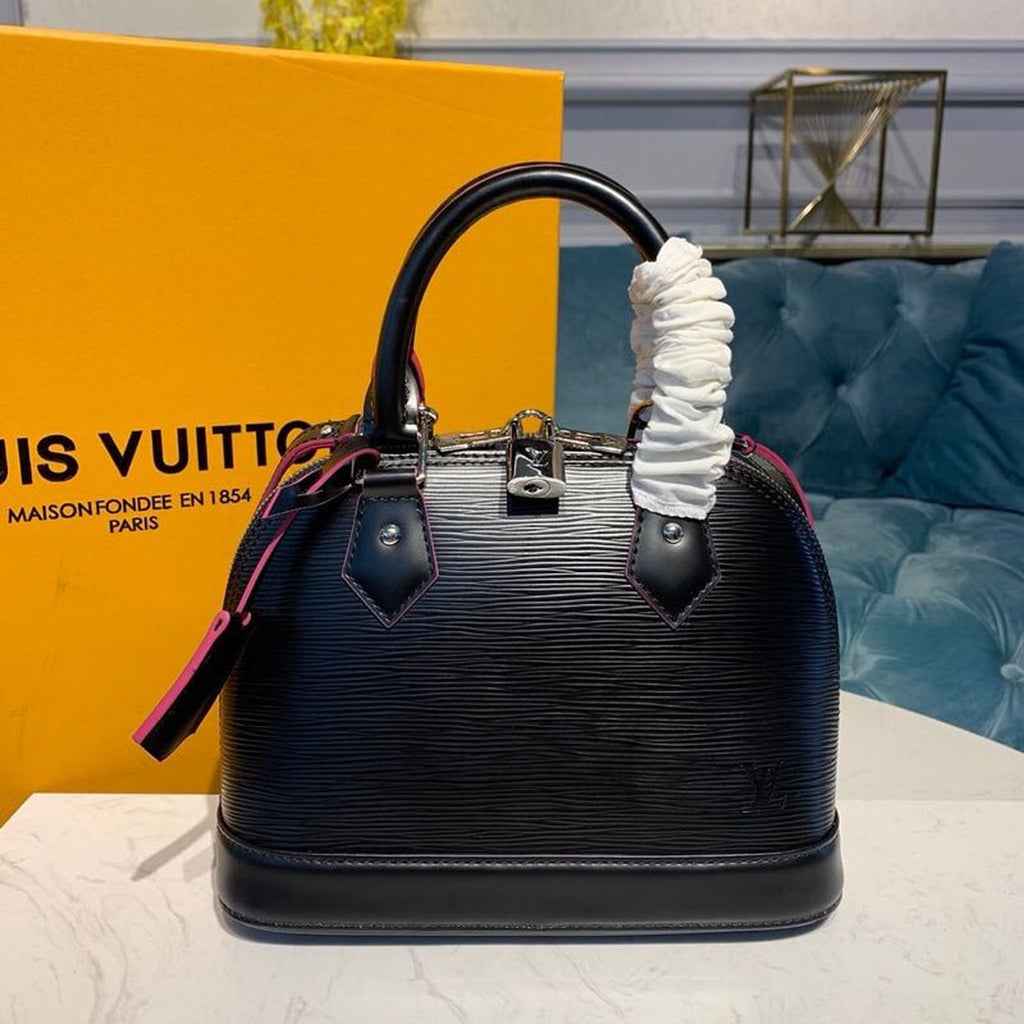 Louis Vuitton Alma Epi Black/Pink For Women,  Shoulder And Crossbody Bags 9.2in/23.5cm Louis Vuitton