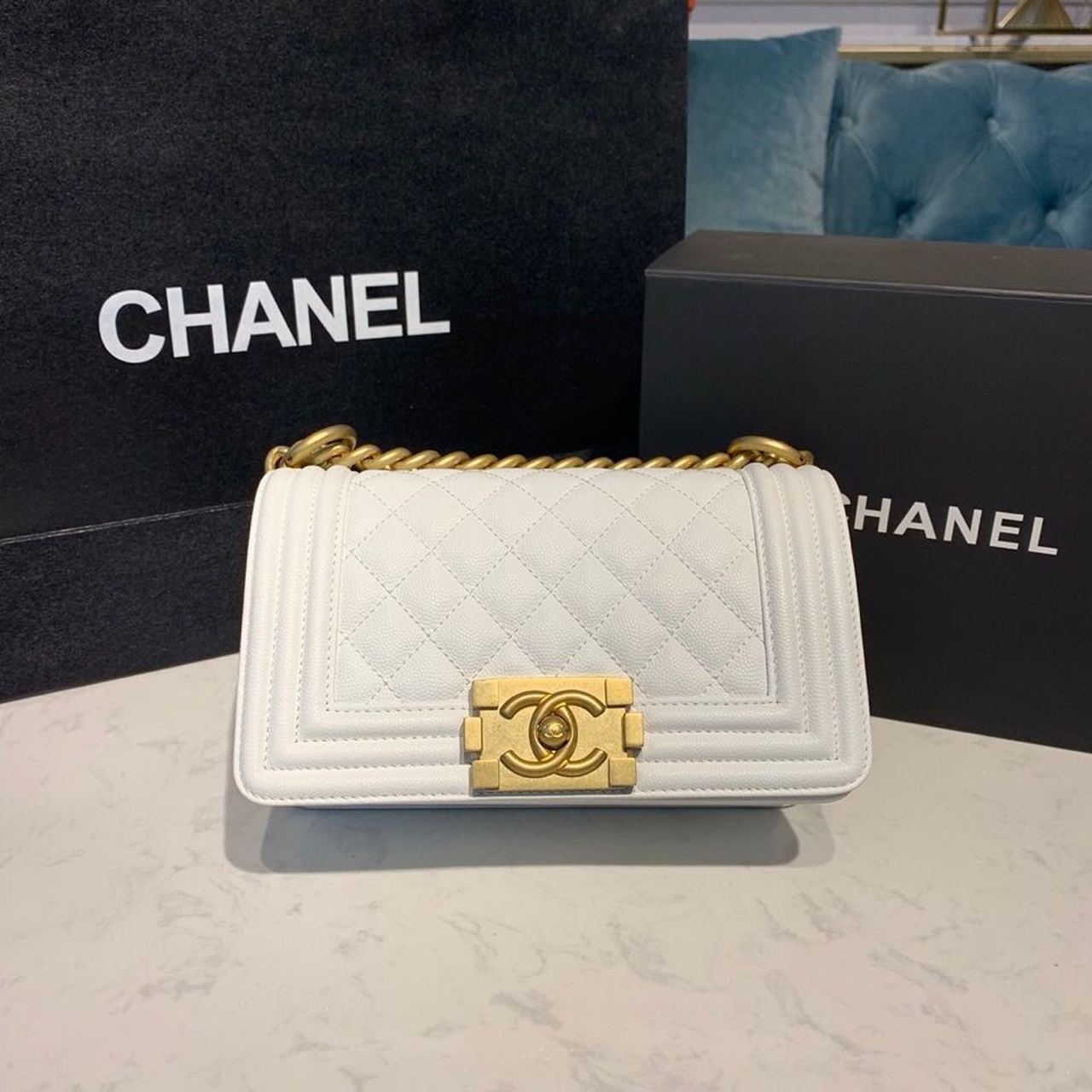 ChanelSmall Boy Handbag White For Women Bags, Shoulder And Crossbody Bags 7.8in/20cm A67085