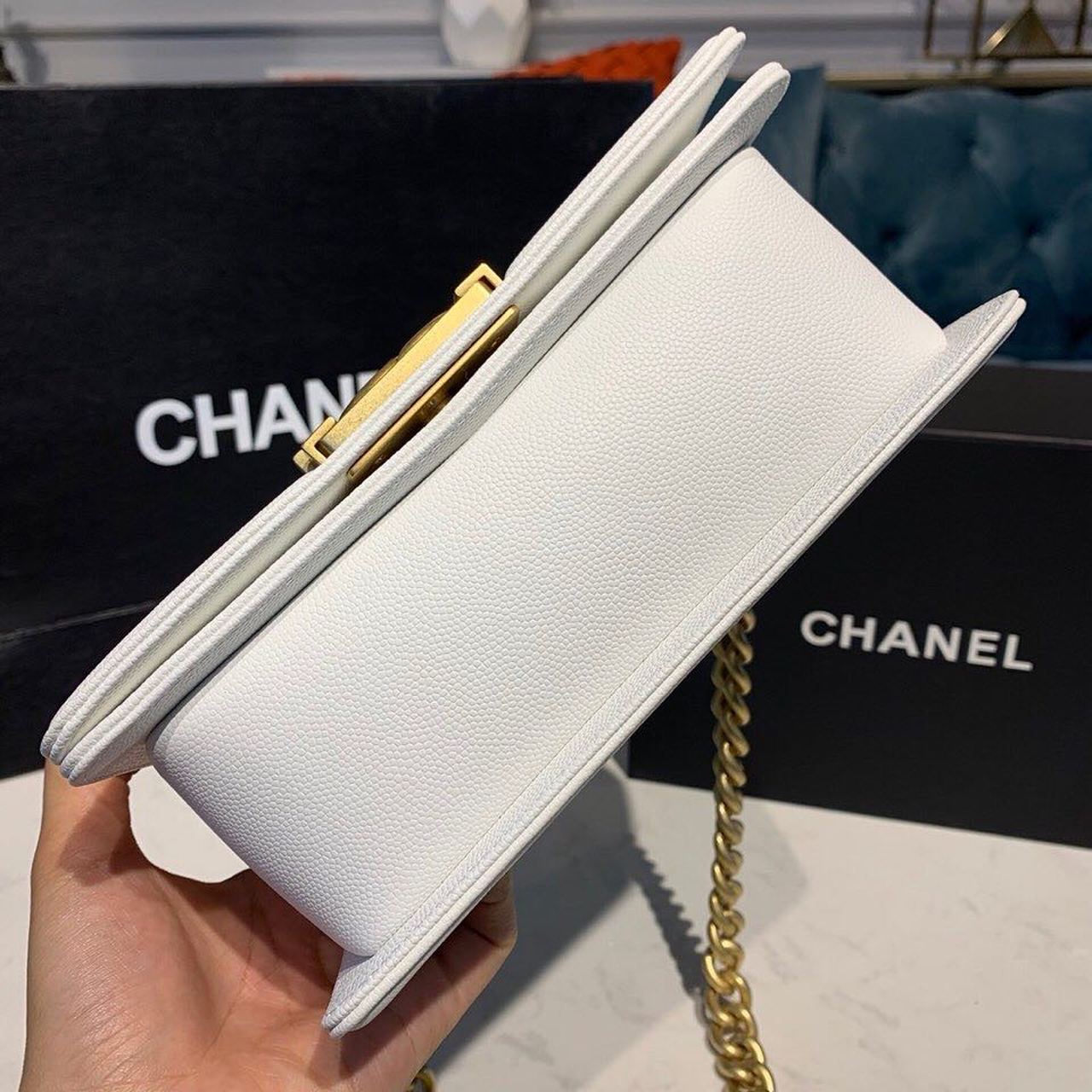 ChanelSmall Boy Handbag White For Women Bags, Shoulder And Crossbody Bags 7.8in/20cm A67085
