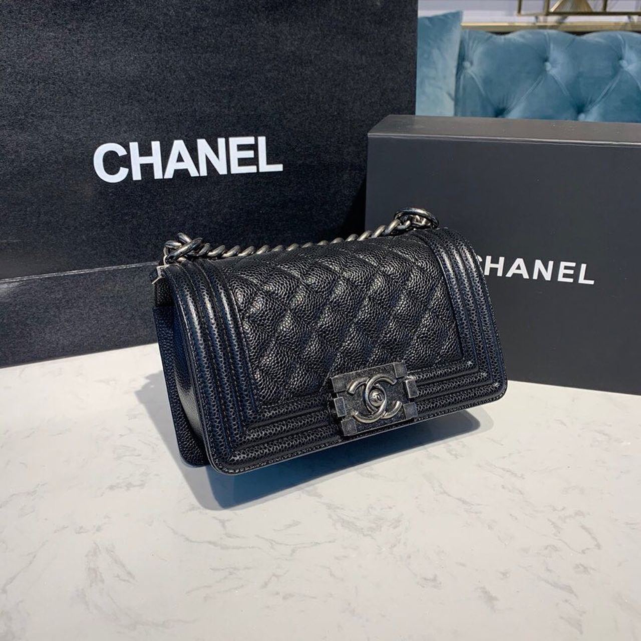Chanel Small Boy Handbag SiLouis Vuittoner Hardware Black For Women, Women’s Bags, Shoulder And Crossbody Bags 7.8in/20cm A67085