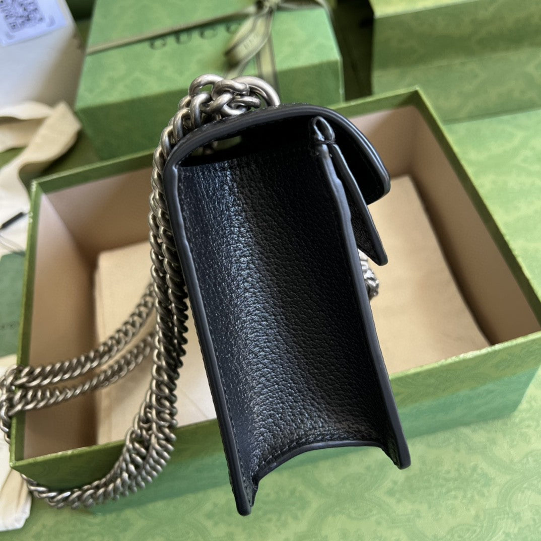 Gucci Dioronysus Small Gucci Shoulder Bag Black And Ivory Gucci Denim Jacquard For Women 10in/25cm 499623 UN3BN 1274