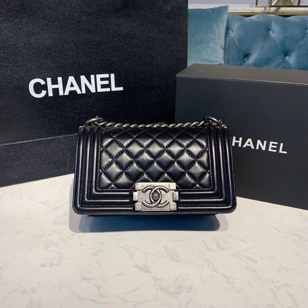 Chanel Small Boy Handbag SiLouis Vuittoner Hardware Black For Women, Women’s Bags, Shoulder And Crossbody Bags 7.8in/20cm A67085