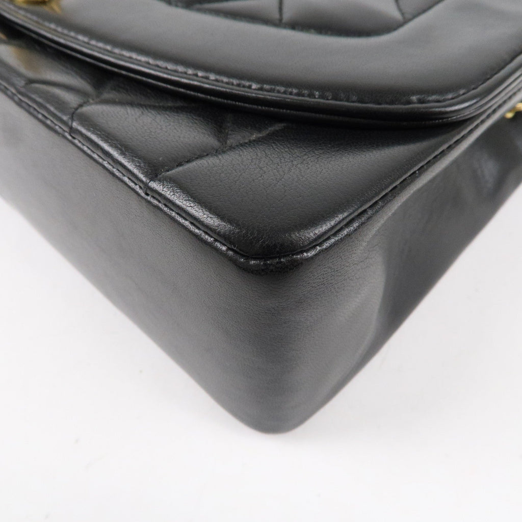 CHANEL Matelasse Lambskin Diana Chain Shoulder Bag Black A01165