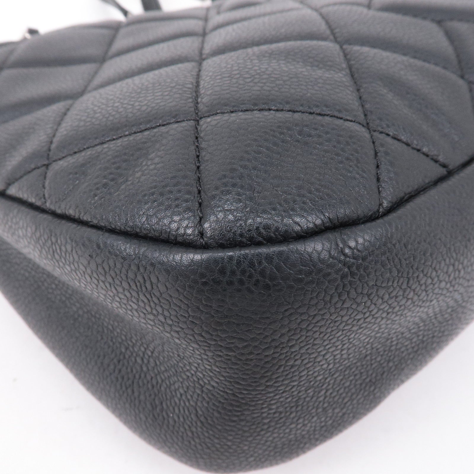 CHANEL Matelasse Caviar Skin Chain Tote Bag Shoulder Bag Black
