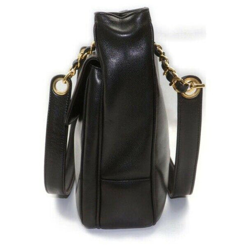 Brand Inspired C*C Shoulder Bag Coco Rogo Chain Tote Black Lamb Skin (SHC7-11106)
