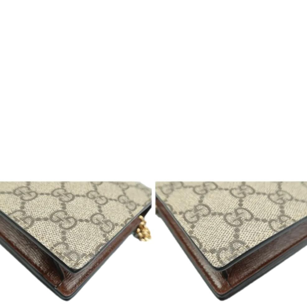 Gucci Heart Chain Wallet Gucci Supreme Monogram Canvas Crossbody Bag Beige  648948