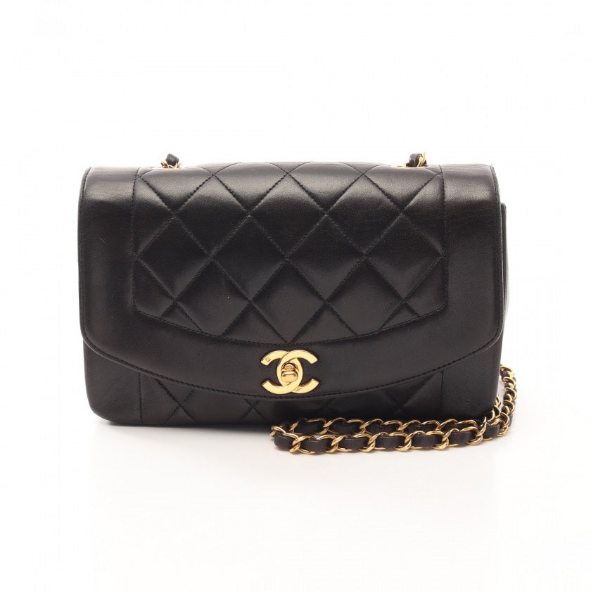 Chanel Diorana Flap Crossbody Lambskin Leather Bag,Black