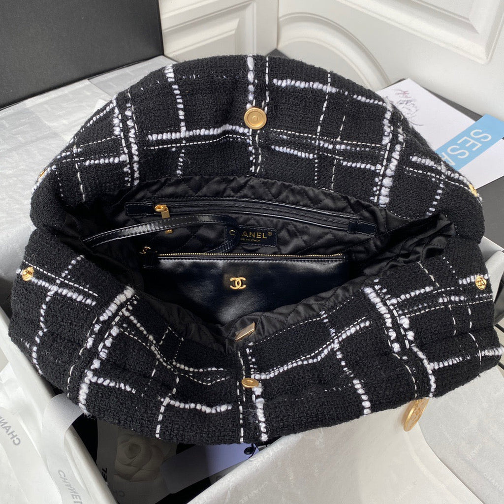 Chanel 22 Handbag Gold Hardware Black For Women Handbags, Shoulder Bags 18.3in/47cm AS3262 B08553 NJ058