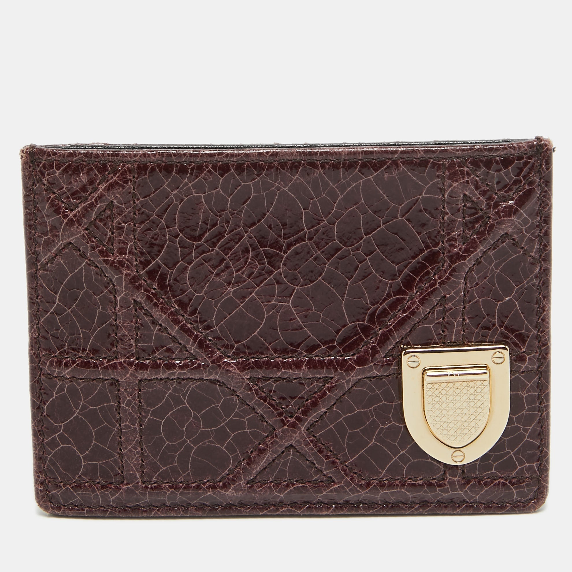 Burgundy Crackled  Leather Diorama Card Holder