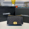 Chanel Boy Handbag Gold Toned Hardware Black For Women Bags, Shoulder And Crossbody Bags 9.8in/25cm A67086