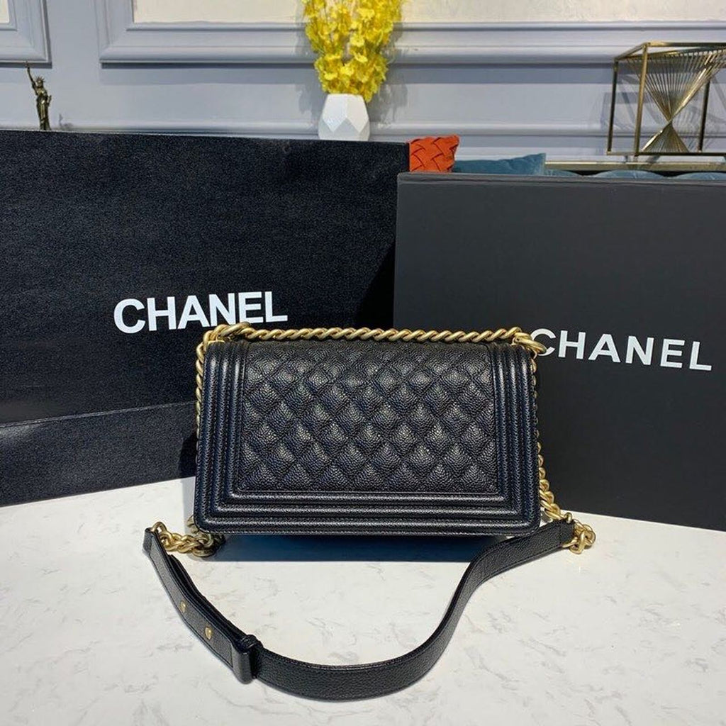 Chanel Boy Handbag Gold Toned Hardware Black For Women Bags, Shoulder And Crossbody Bags 9.8in/25cm A67086