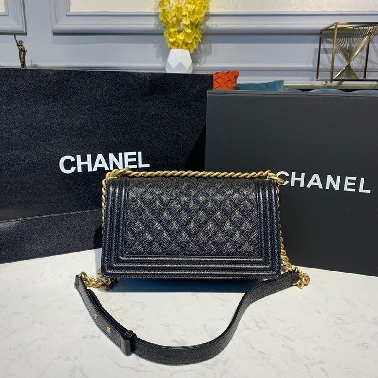 Chanel Boy Handbag Gold Toned Hardware Black For Women Bags, Shoulder And Crossbody Bags 9.8in/25cm A67086