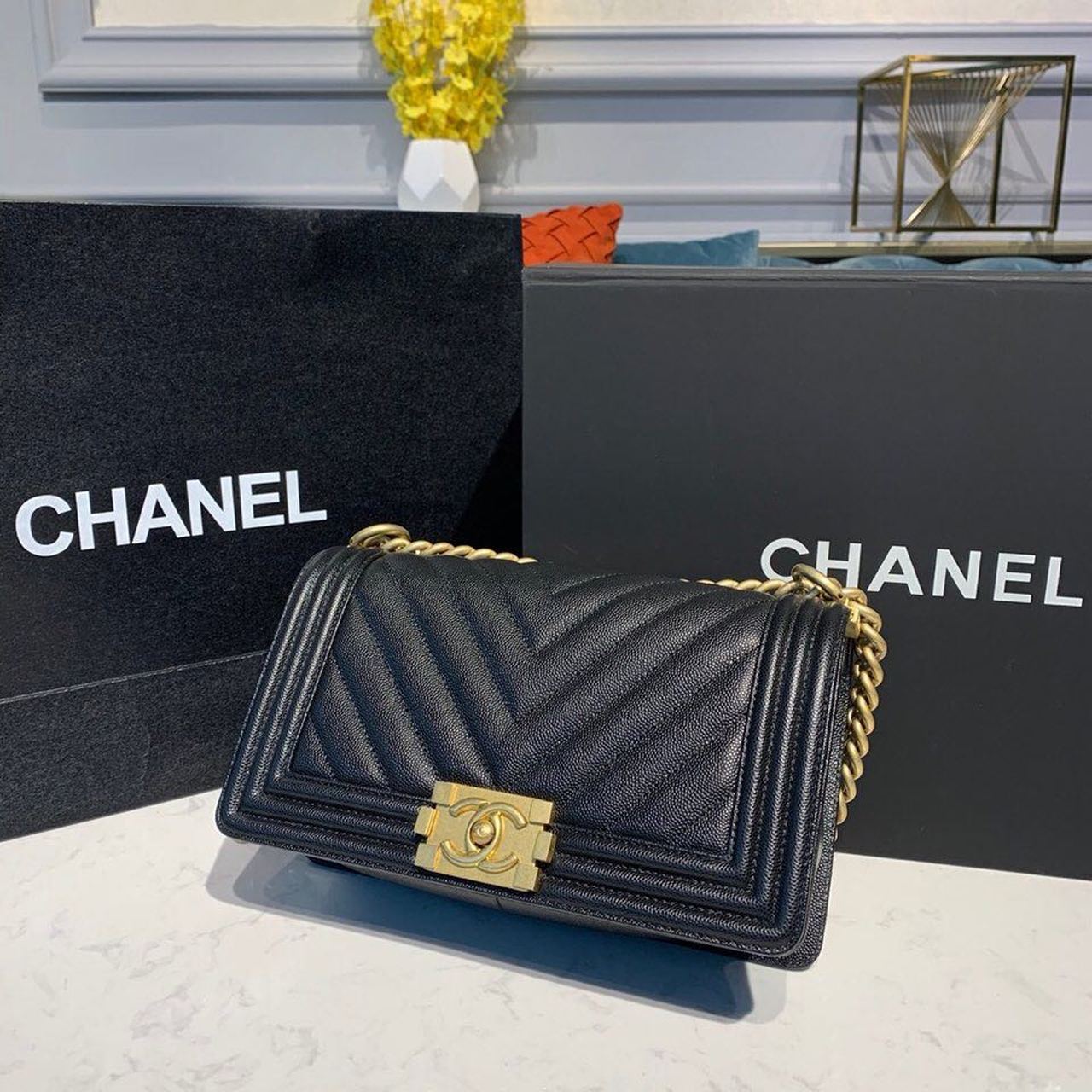 Chanel Boy HandBag Black For Women, Women’s Bags, Shoulder And Crossbody Bags 9.8in/25cm A67086