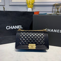 Chanel Boy Handbag Gold Toned Hardware Black For Women Bags, Shoulder And Crossbody Bags 9.8in/25cm A67086