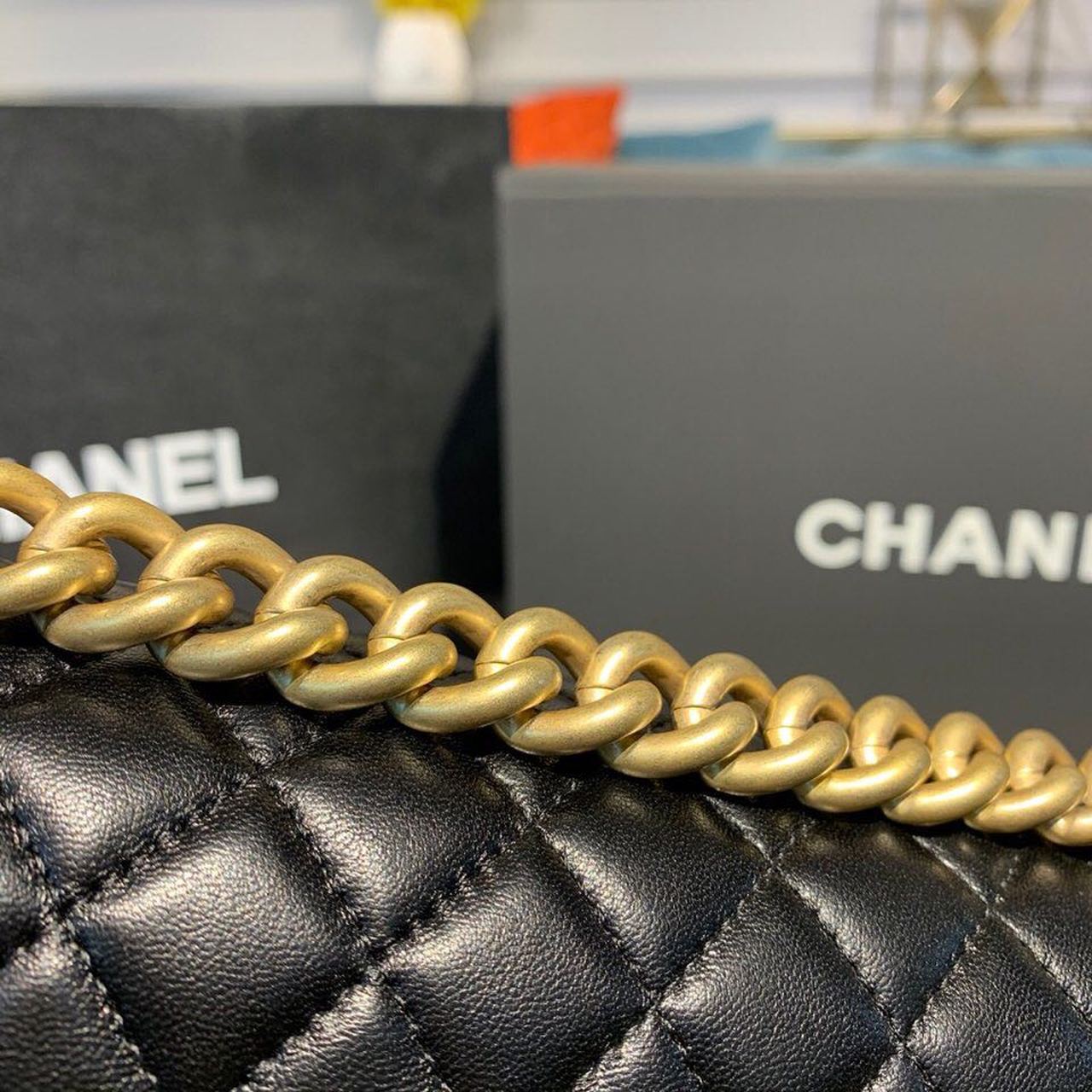 Chanel Boy Handbag Gold Toned Hardware Black For Women Bags, Shoulder And Crossbody Bags 9.8in/25cm A67086