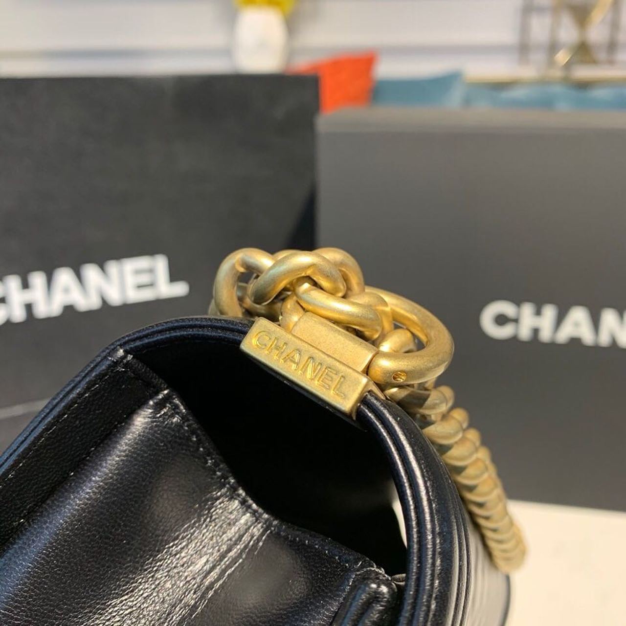Chanel Boy Handbag Gold Toned Hardware Black For Women Bags, Shoulder And Crossbody Bags 9.8in/25cm A67086