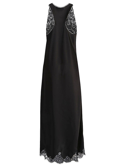Balenciaga Women's Lace Trim Long Length Sleeveless V-Neckline Dress