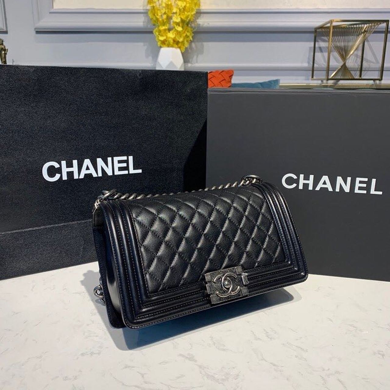 Chanel Boy Handbag SiLouis Vuittoner Hardware Black For Women Bags, Shoulder And Crossbody Bags 9.8in/25cm A67086