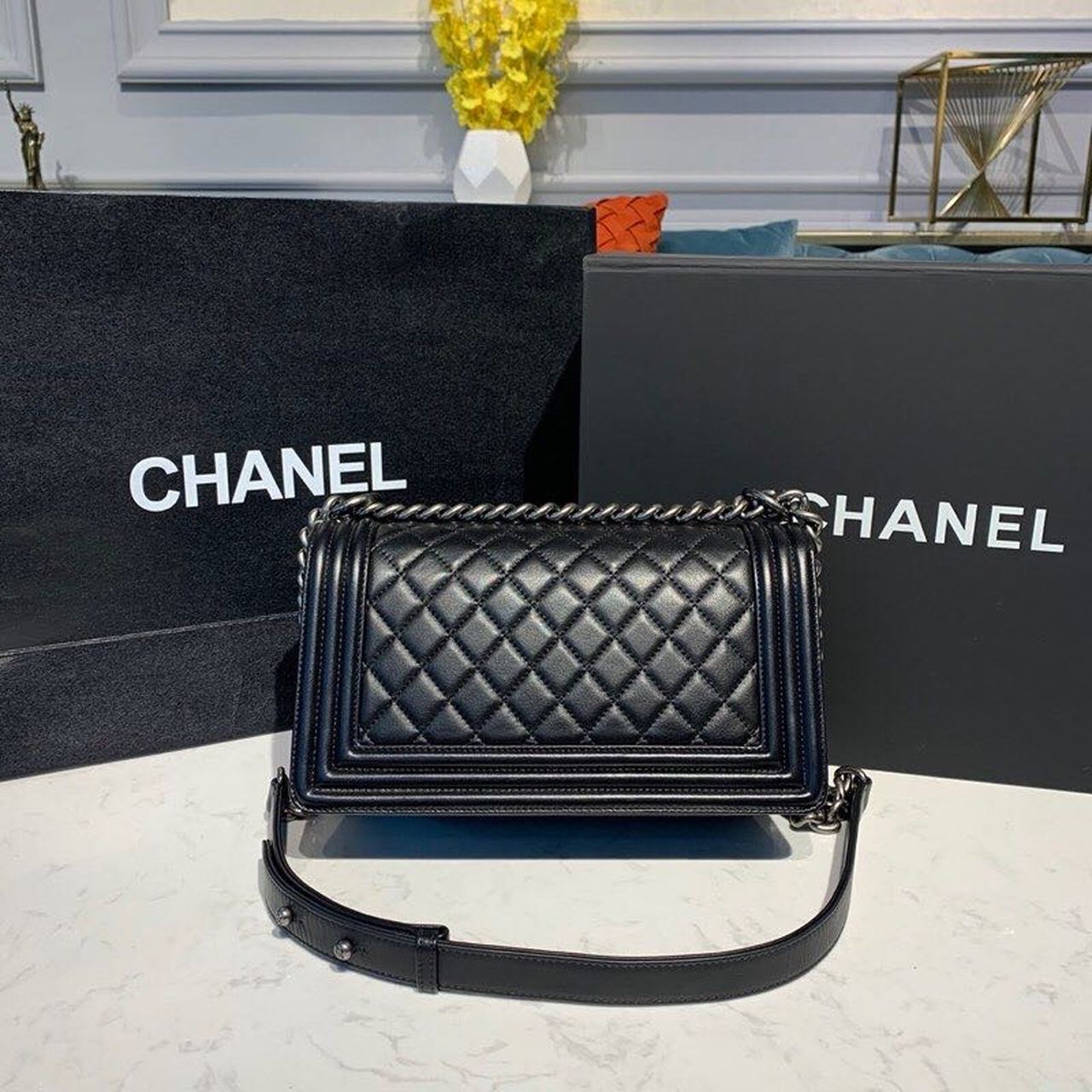 Chanel Boy Handbag SiLouis Vuittoner Hardware Black For Women Bags, Shoulder And Crossbody Bags 9.8in/25cm A67086