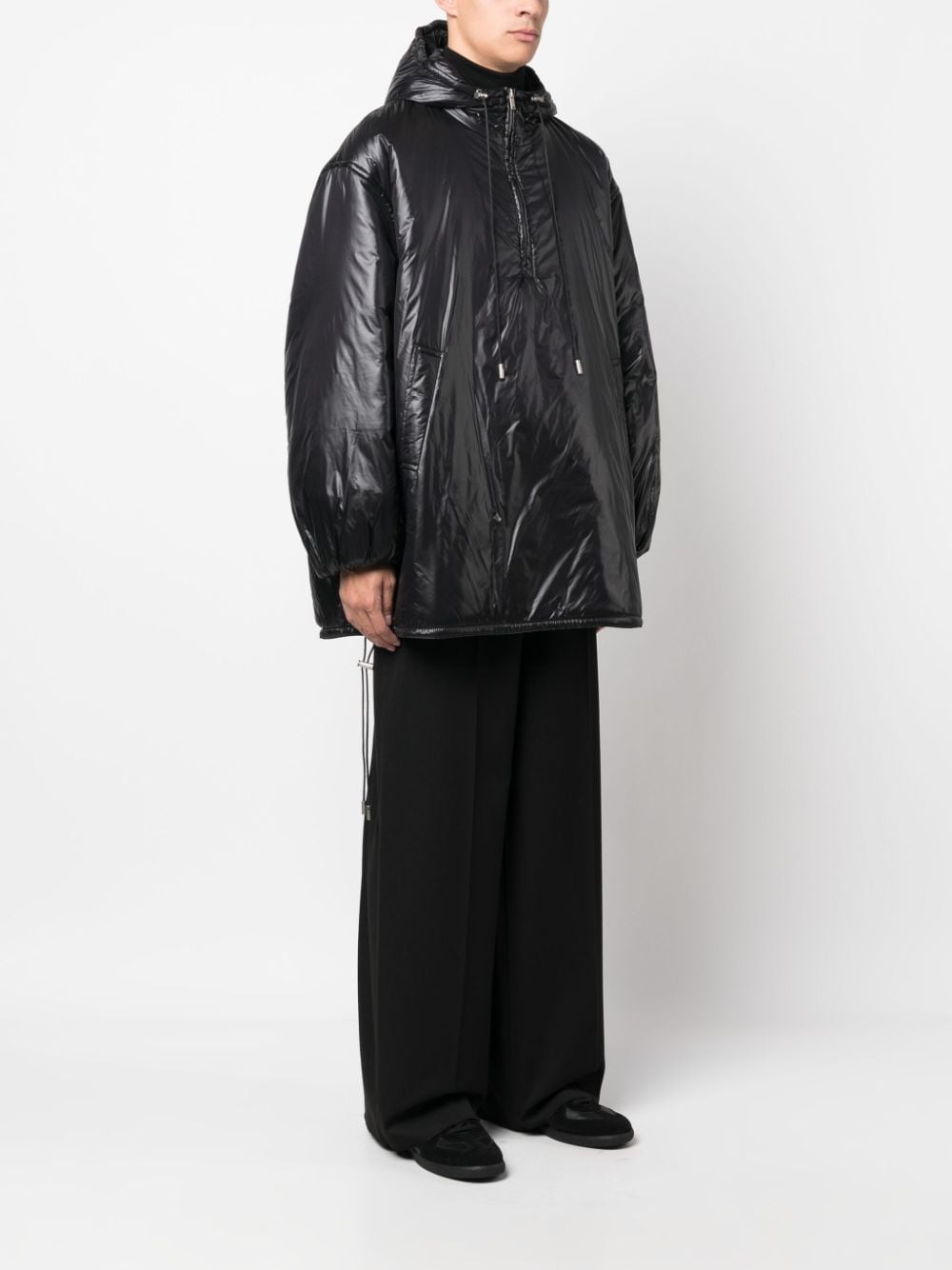 Saint Laurent Men's Cassandre Logo-Embossed Hooded Raincoat