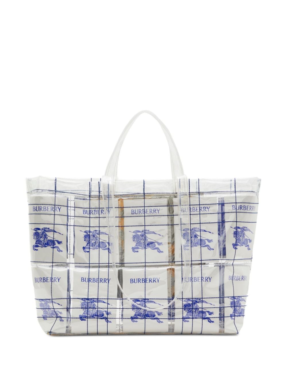 Burberry Men's Ekd Logo-Tag Transparent Tote Bag