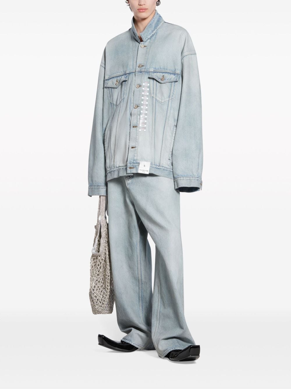 Balenciaga Men's Denim Jacket With Flap Pockets And Drop Shoulder