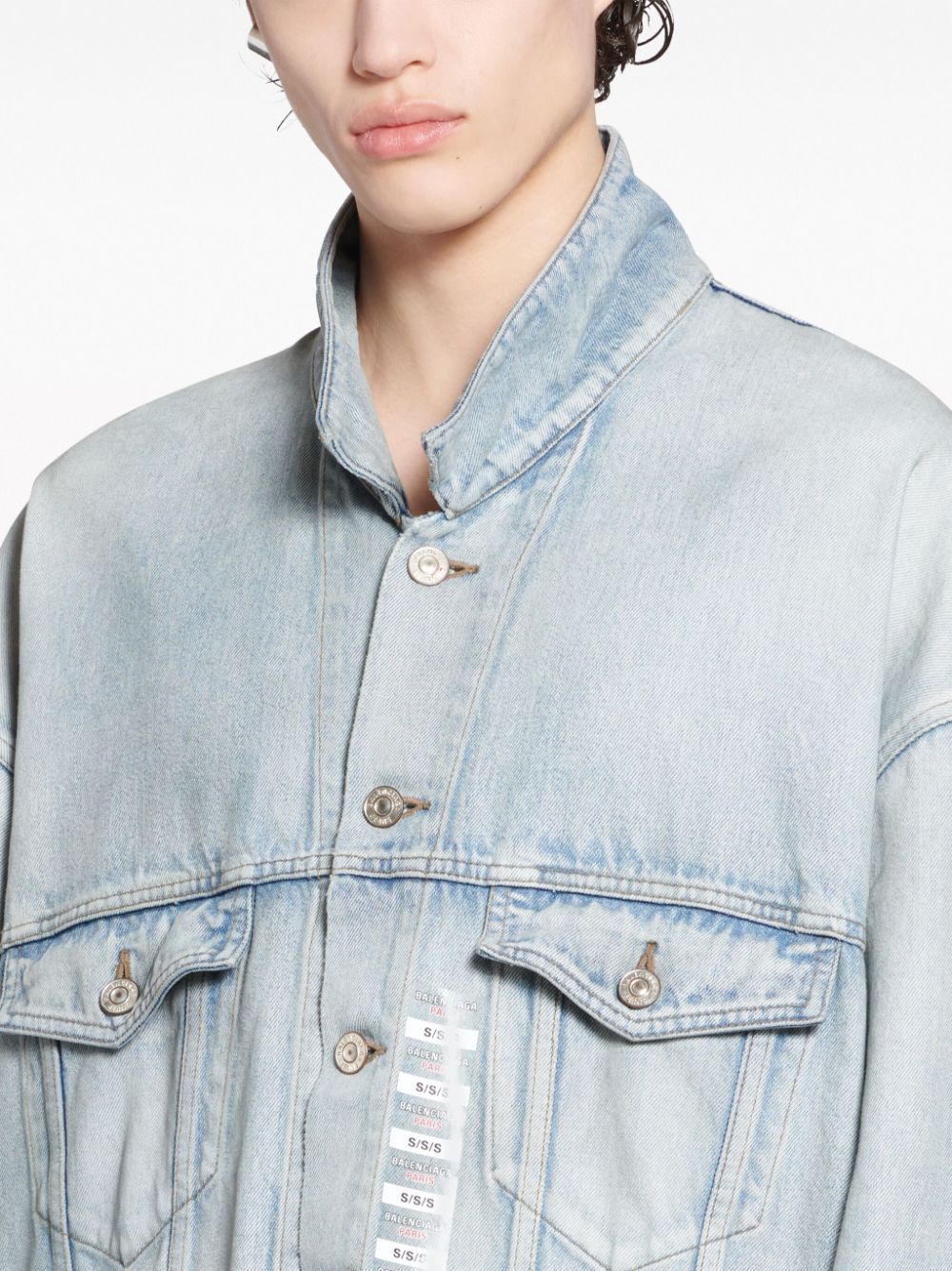 Balenciaga Men's Denim Jacket With Flap Pockets And Drop Shoulder