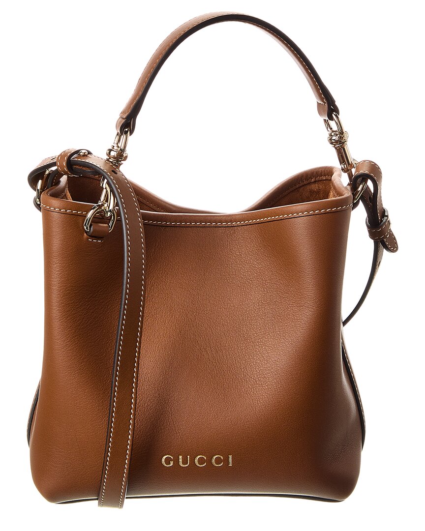 Gucci Gucci Mini Emblem Leather Bucket Bag