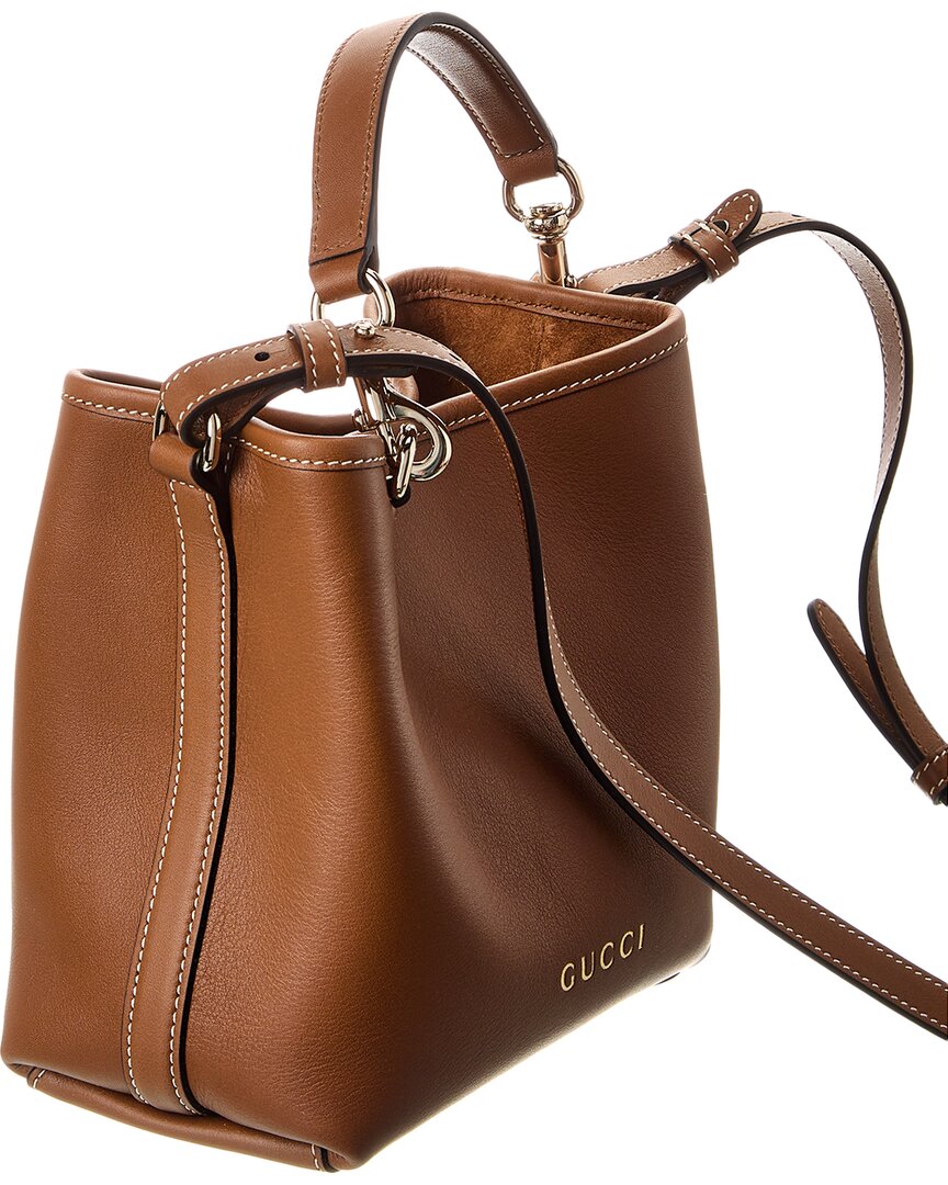 Gucci Gucci Mini Emblem Leather Bucket Bag