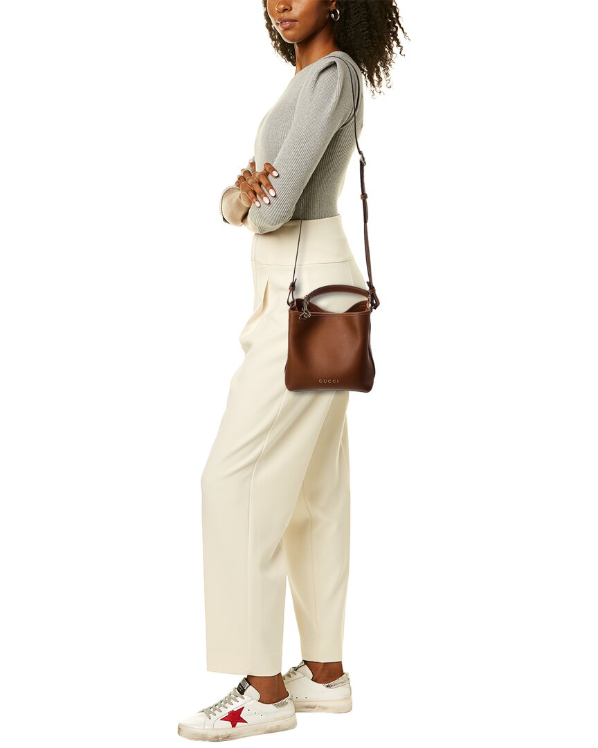 Gucci Gucci Mini Emblem Leather Bucket Bag