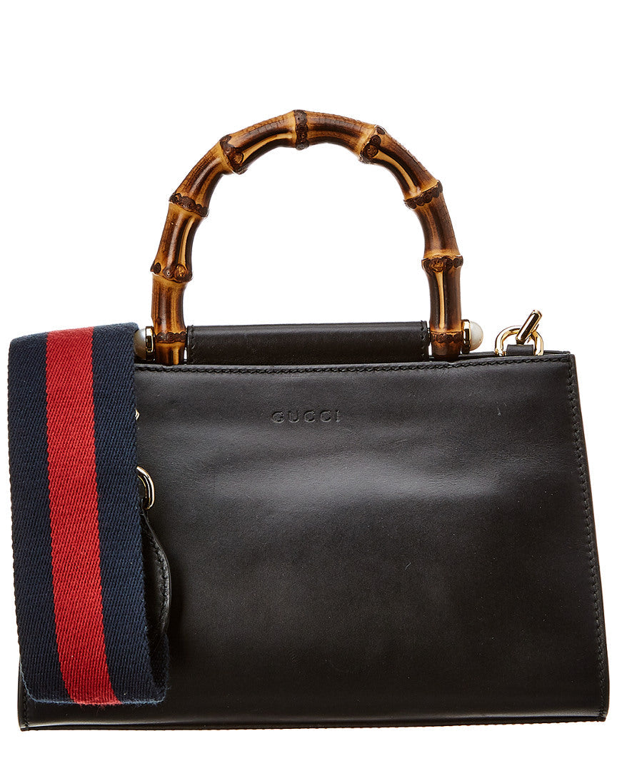 Gucci Black Leather Bamboo Nymphaea Bag ( 1"1 Rep)