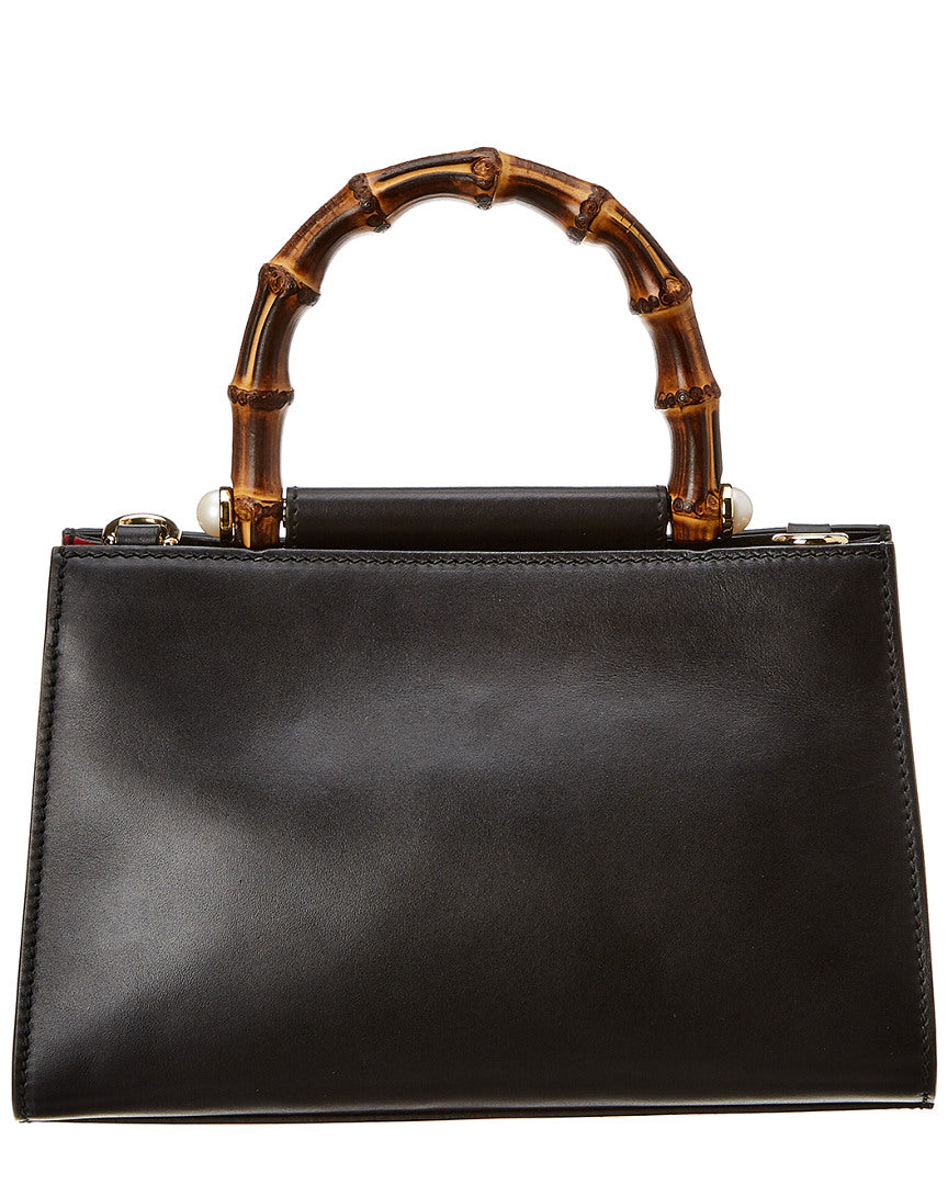 Gucci Black Leather Bamboo Nymphaea Bag ( 1"1 Rep)