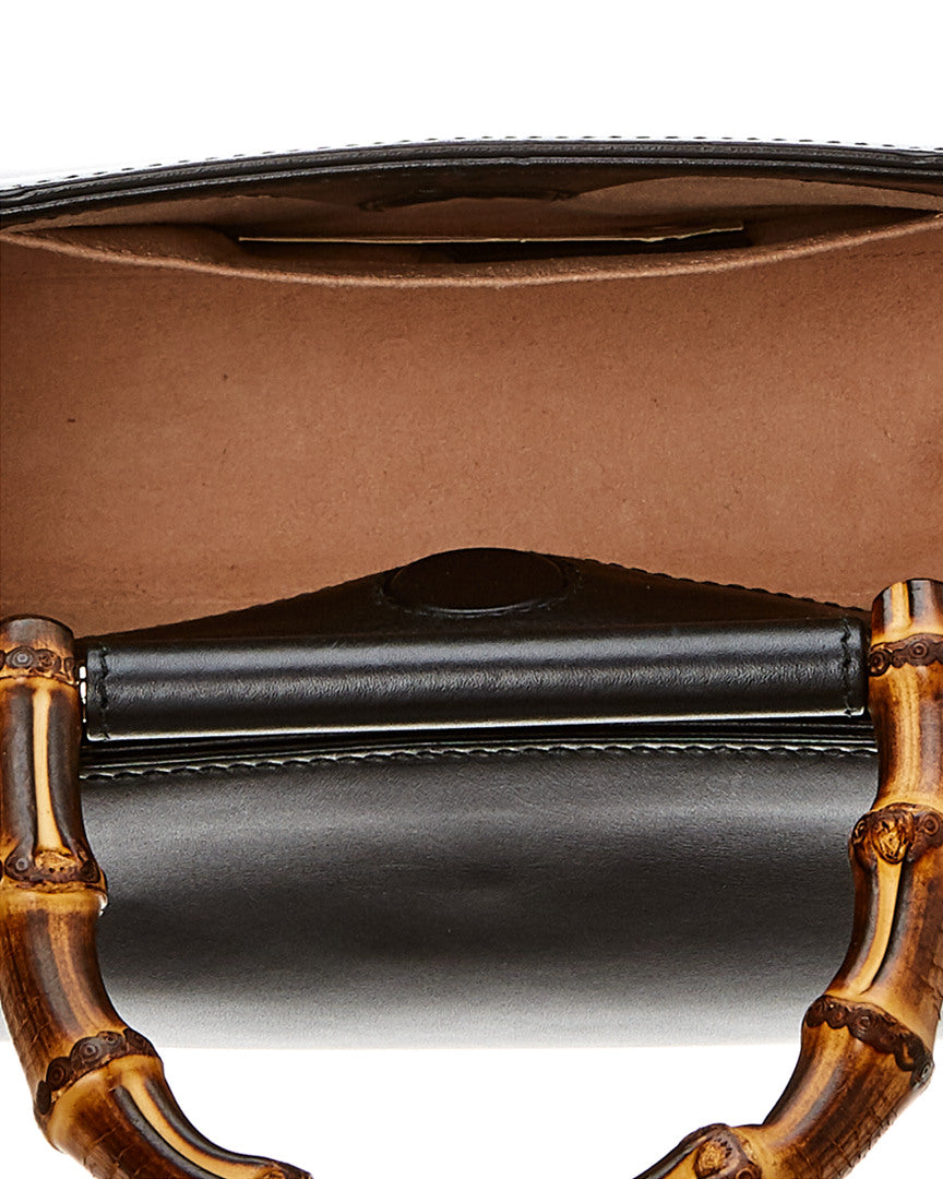 Gucci Black Leather Bamboo Nymphaea Bag ( 1"1 Rep)