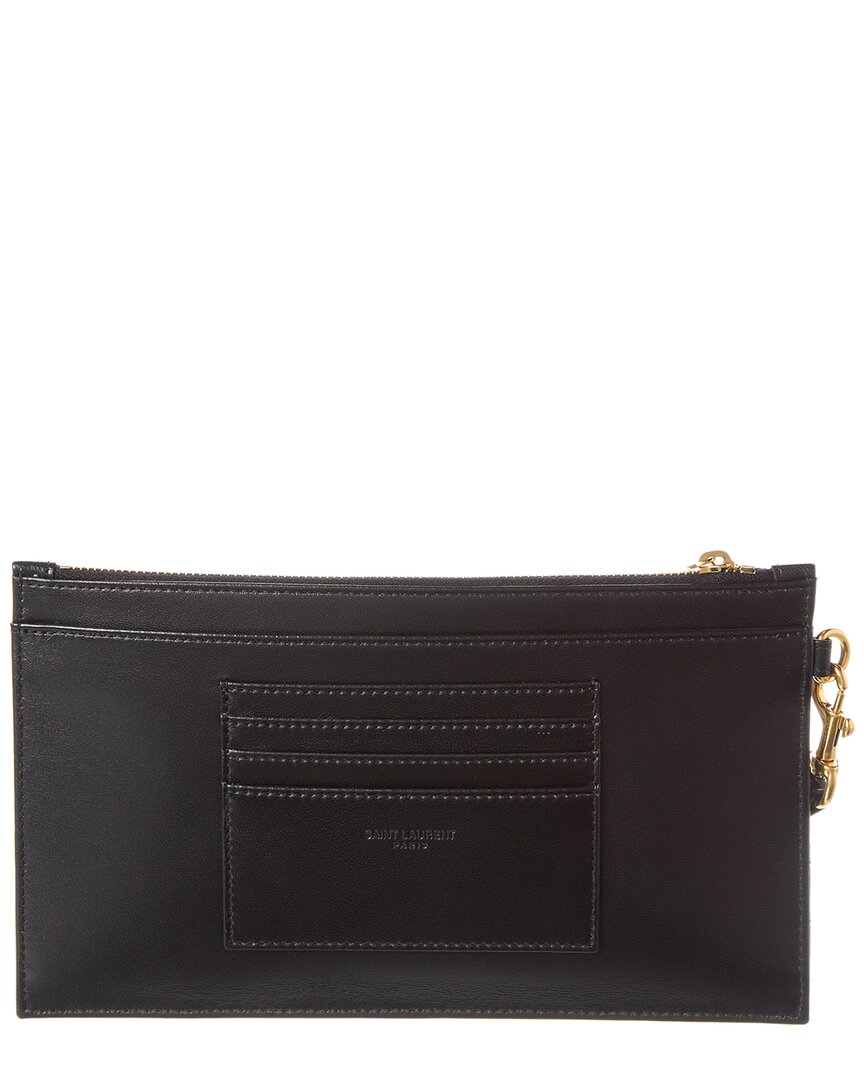 Saint Laurent Cassandre Large Zipped Leather Pouch