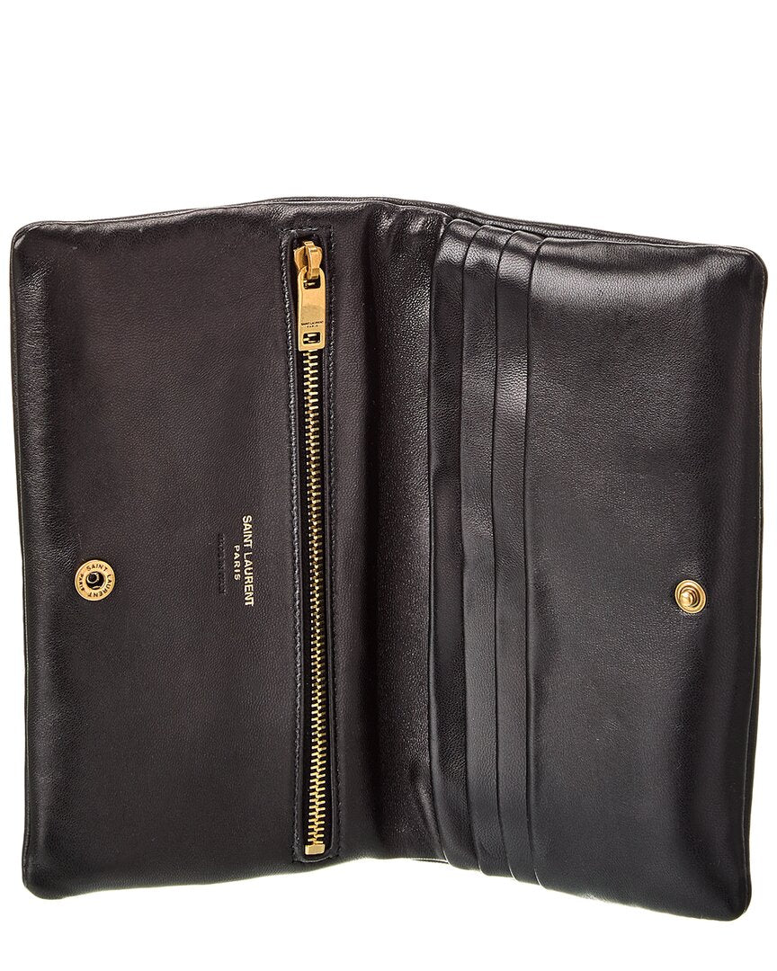 Saint Laurent Calypso Large Leather Clucth