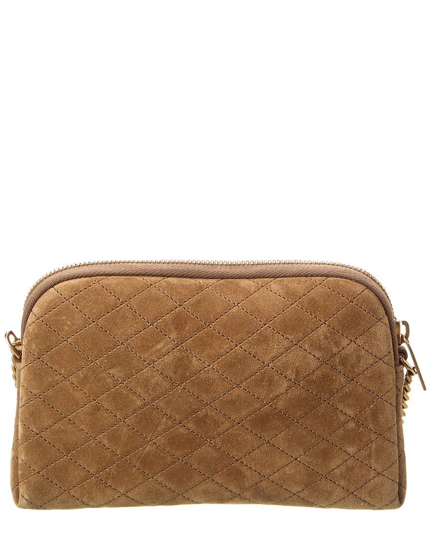 Saint Laurent Gaby Zipped Quilted Suede Crossbody