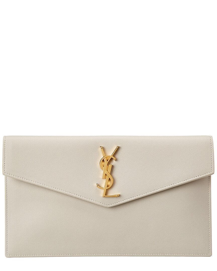 Saint Laurent Upt1"1 Rep Leather Pouch, White