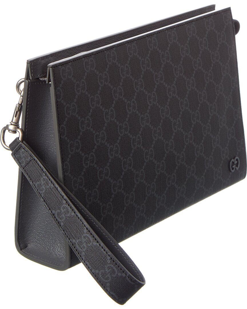 Gucci Gucci Supreme Canvas & Leather Pouch