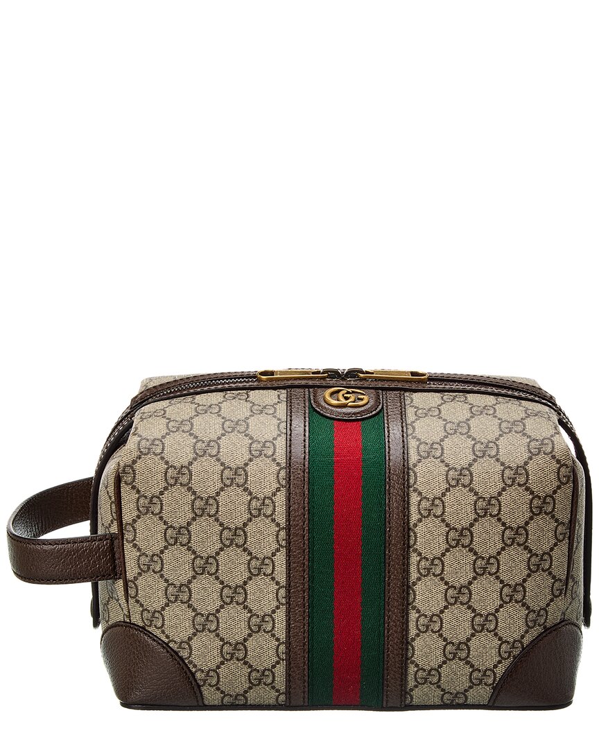 Gucci Savoy Gucci Supreme Canvas & Leather Toiletry Case