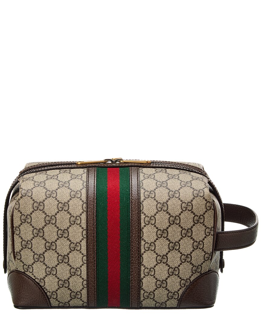 Gucci Savoy Gucci Supreme Canvas & Leather Toiletry Case