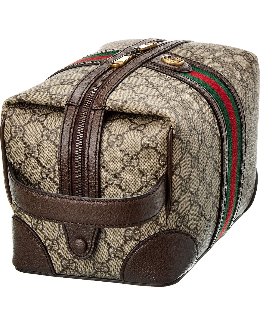 Gucci Savoy Gucci Supreme Canvas & Leather Toiletry Case