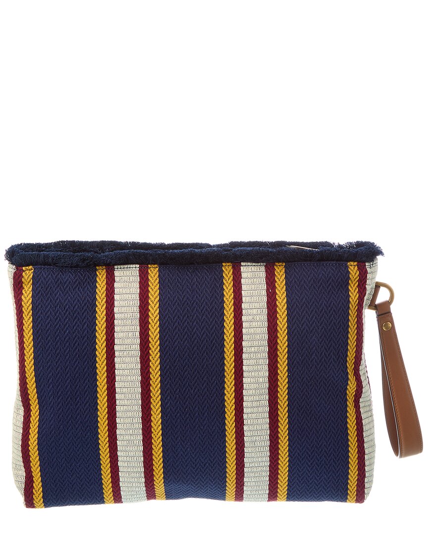 Gucci Embroidered Canvas & Leather Pouch