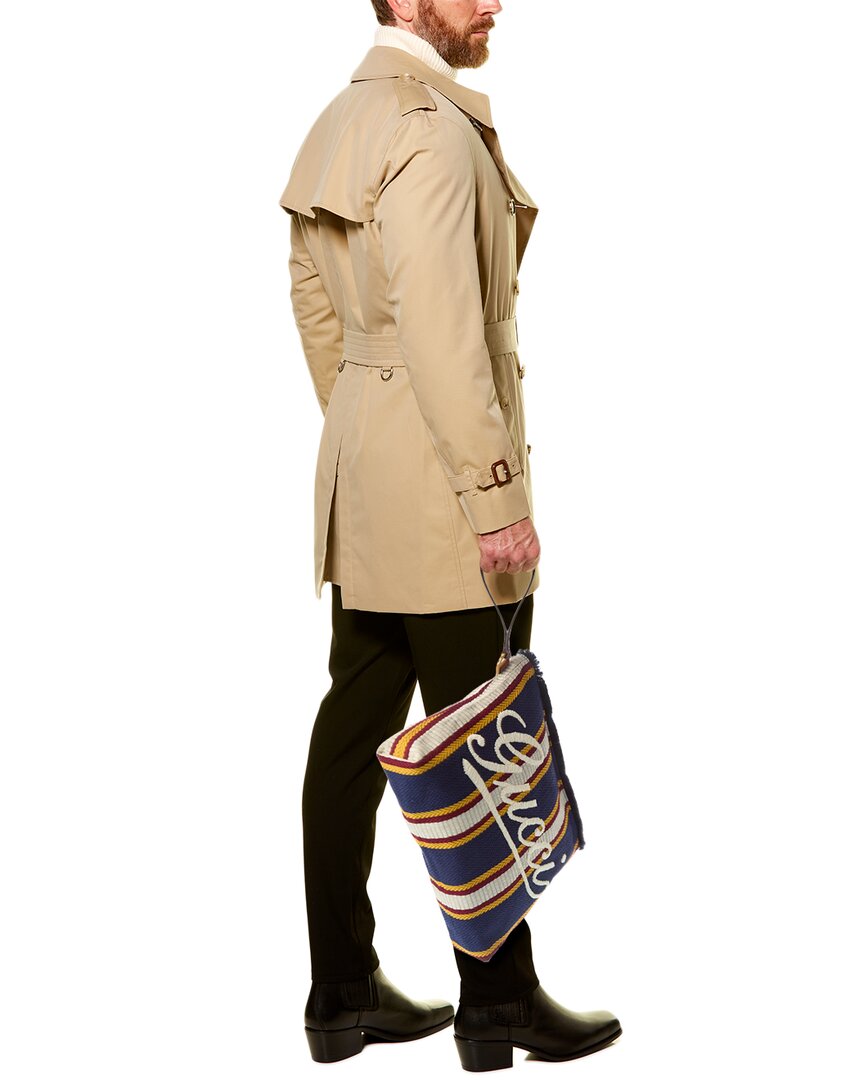 Gucci Embroidered Canvas & Leather Pouch