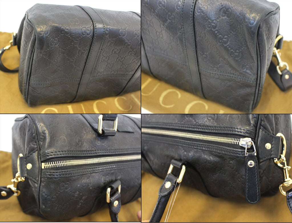 GUCCI Gucci Guccissima Leather Black Boston Bag 203696
