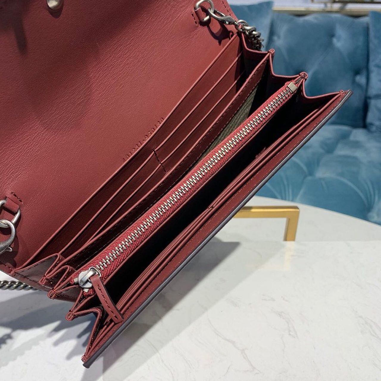 Gucci Floral WOC Dioronysus Shoulder Bag 20cm Calfskin Leather Trim Fall/Winter Collection, Burgundy