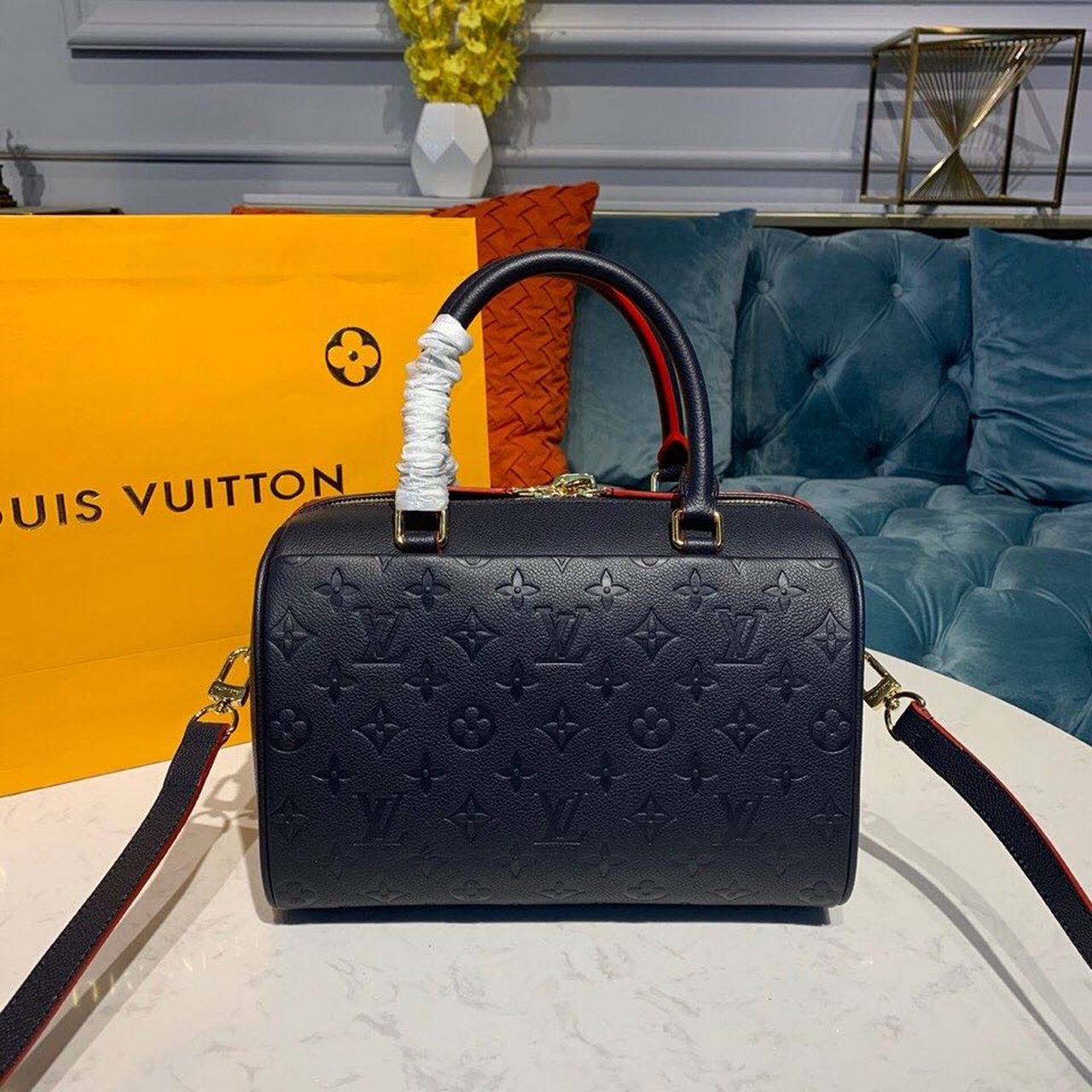 Louis Vuitton Speedy Bandouliere 25 Monogram Empreinte Navy Blue For Women,  Shoulder And Crossbody Bags 9.8in/25cm Louis Vuitton