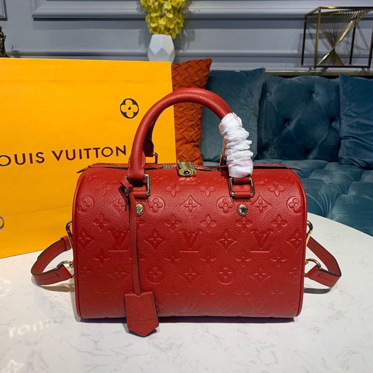 Louis Vuitton Speedy Bandouliere 25 Monogram Empreinte Cherry Red For Women,  Shoulder And Crossbody Bags 9.8in/25cm Louis Vuitton