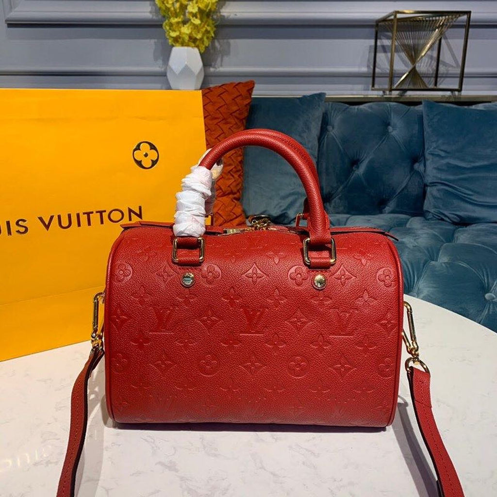 Louis Vuitton Speedy Bandouliere 25 Monogram Empreinte Cherry Red For Women,  Shoulder And Crossbody Bags 9.8in/25cm Louis Vuitton