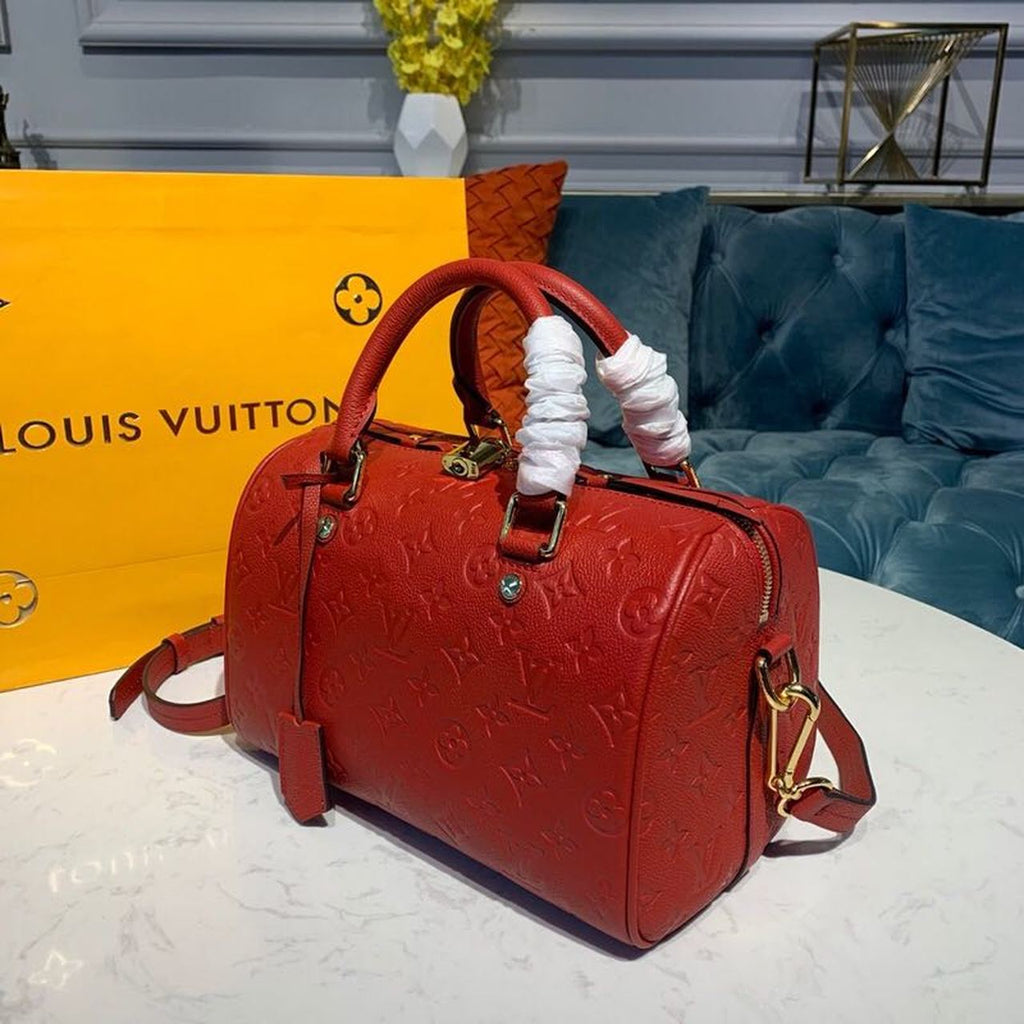 Louis Vuitton Speedy Bandouliere 25 Monogram Empreinte Cherry Red For Women,  Shoulder And Crossbody Bags 9.8in/25cm Louis Vuitton