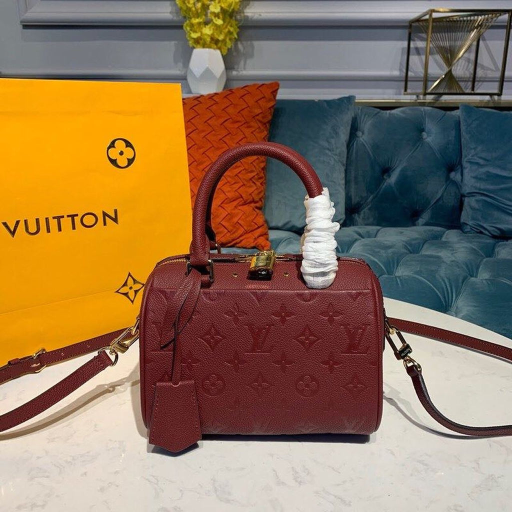 Louis Vuitton Speedy Bandouliere 20 Monogram Empreinte Burgundy For Women,  Shoulder And Crossbody Bags 7.8in/20cm Louis Vuitton